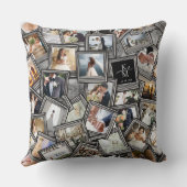 結婚のKeepsake 30 Photo Collage Black ID1065 Thr クッション (裏面)