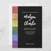 結婚のLGBTフラグプライドヴィンテージスクリプトタイポグラフィ 招待状 (正面)