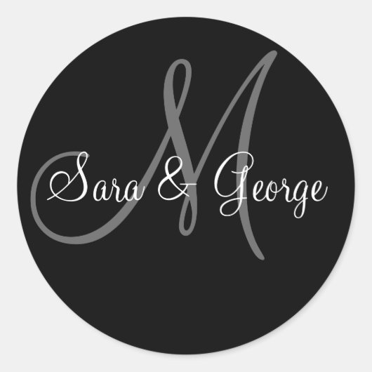 結婚のMonogramのシール ラウンドシール (正面)