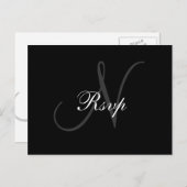 結婚のMonogram N RSVPポストカード インビテーションポストカード (正面/裏面)