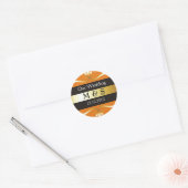 結婚のMonogram Stickers – オレンジ&金ゴールド ラウンドシール (封筒)