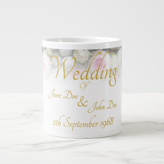 結婚のMug -カラフルのブーケ結婚付き花嫁 ジャンボコーヒーマグカップ (正面)