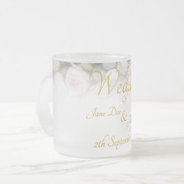 結婚のMug -カラフルのブーケ結婚付き花嫁 フロストグラスマグカップ