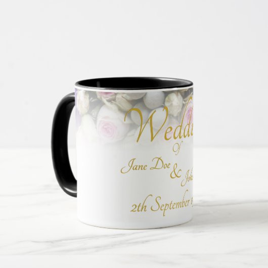結婚のMug -カラフルのブーケ結婚付き花嫁 マグカップ (正面左)