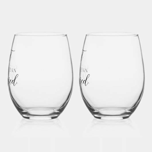 結婚のNamesたった今結婚しました ステムなしワイングラス (左)