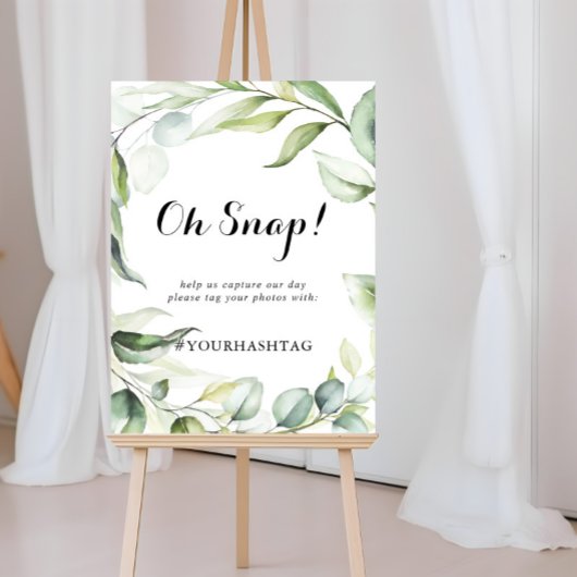 結婚のOh Snap Water Color Eucalyptus緑 ポスター