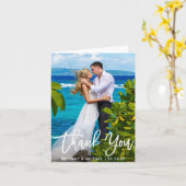 結婚のPhoto Brushモダン Script Note Thank You カード (黄色い花)