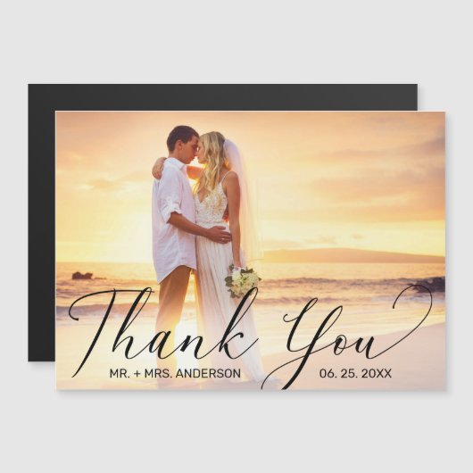 結婚のScript Photo Magnetカーエレガントドに感謝 (正面/裏面)