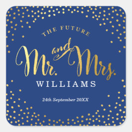 結婚のSEALミニスタイリッシュ金ゴールド紙吹雪海軍 スクエアシール