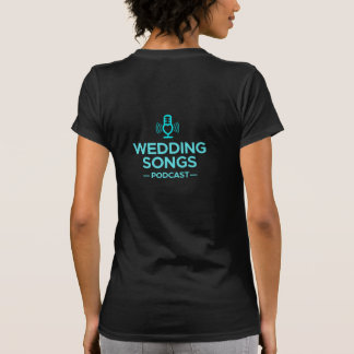 結婚のSongsポッドキャストロゴ女性の黒Tシャツ Tシャツ