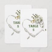 結婚のTabletop白いリボンハート 招待状 (正面/裏面)