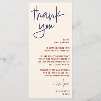 結婚のThank You & Menu Card メニュー