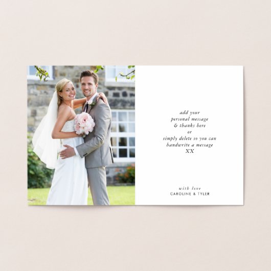 結婚のTHANKS YOU coule photo絵を描 abs script 箔カード (内部)