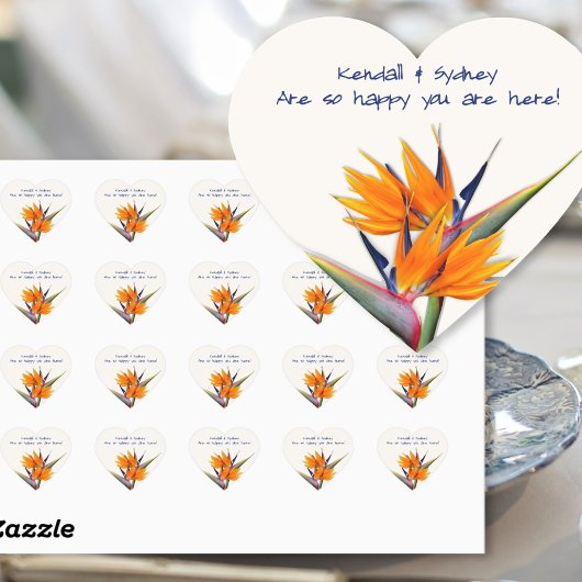結婚のThanks You Message Bird of Paradise ハートシール