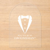 結婚のTuxedo Suit Groomsman提案 アクリル招待状 (正面)