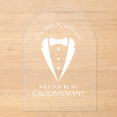 結婚のTuxedo Suit Groomsman提案 アクリル招待状 (正面)