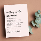 結婚のUpdate Pink New Venue 案内状