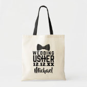 結婚のUsher Giftブラックボウタイ名トートバッグ トートバッグ (正面)