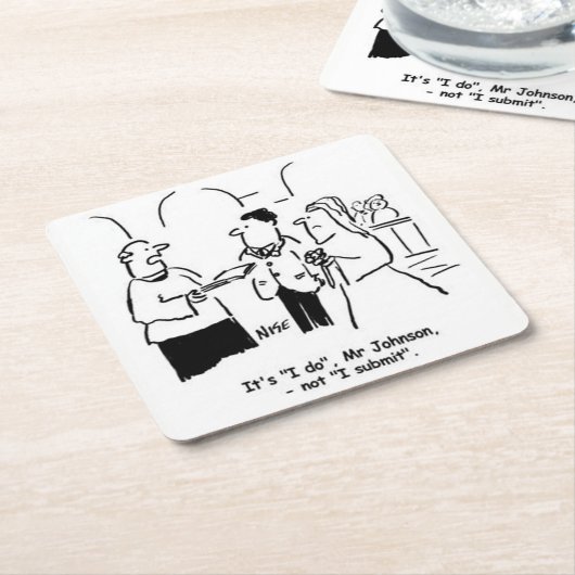 結婚のVicarはBridegroomに「I do」と言う。 スクエアペーパーコースター (アングル)