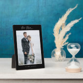 結婚のVowsスクリプトと黒ミニマル枠 フォトプラーク (側面)