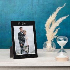 結婚のVowsスクリプトと黒ミニマル枠 フォトプラーク