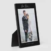 結婚のVowsスクリプトと黒ミニマル枠 フォトプラーク (側面)