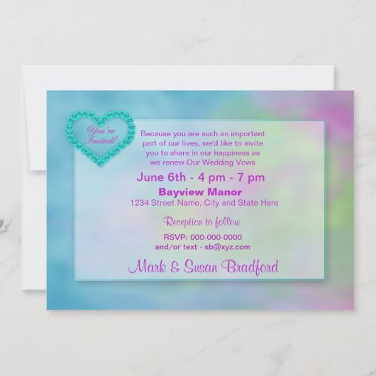 結婚のVows招待状の更新 – バラ/ハート 招待状 (裏面)