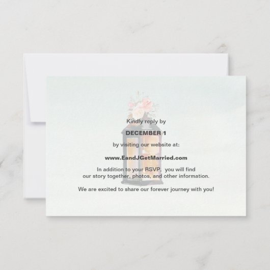 結婚のWebサイトの返信コーラルフローラ水色 出欠カード (裏面)