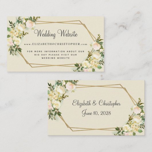 結婚のWebサイトバラフローラ金ゴールドフレーム幾何学的 エンクロージャーカード (正面/裏面)