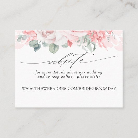 結婚のWebサイト柔らかいピンクの花 名刺 (正面)