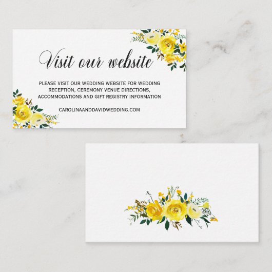 結婚のWebサイト詳細黄色フローラ エンクロージャーカード (正面/裏面)