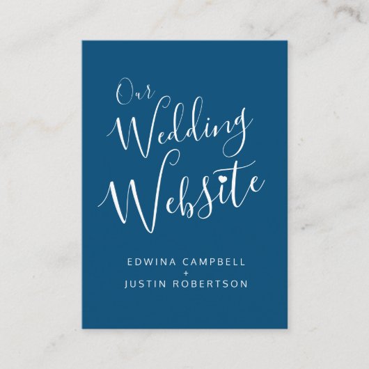 結婚のwebサイト青い白ハートQRコードエンクロージャ エンクロージャーカード (正面)