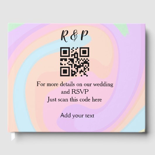 結婚のwebサイトrsvp q rコード追加ネーム文字 ゲストブック (正面)
