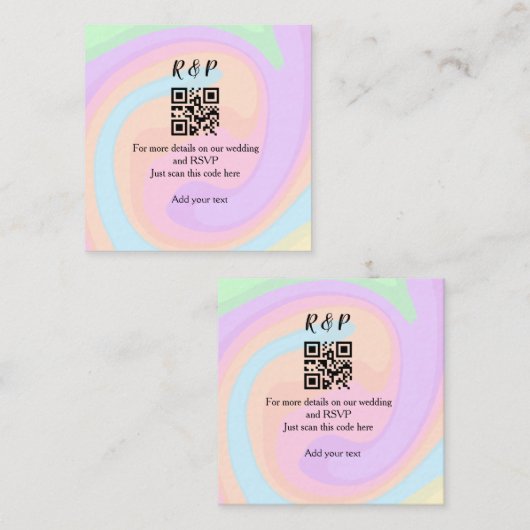 結婚のwebサイトrsvp q rコード追加ネーム文字 スクエア名刺 (正面/裏面)