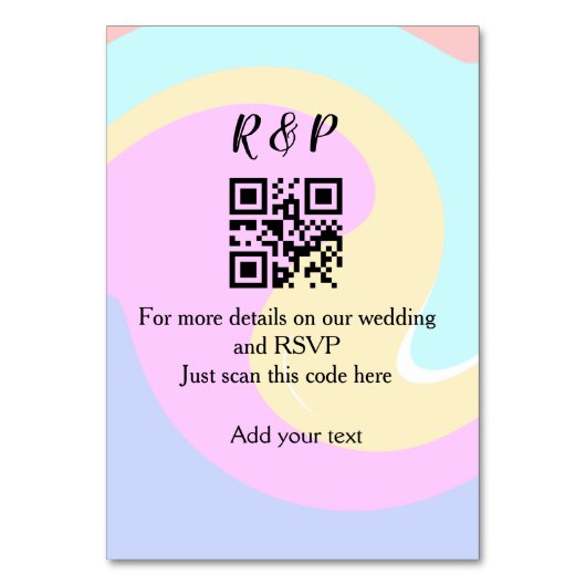 結婚のwebサイトrsvp q rコード追加ネーム文字 テーブルナンバー (正面)