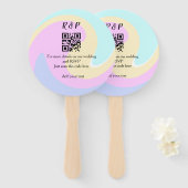 結婚のwebサイトrsvp q rコード追加ネーム文字 ハンドファン (正面&裏面)