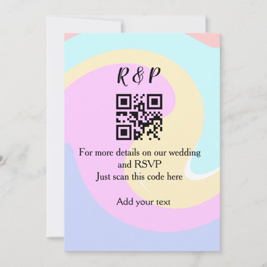 結婚のwebサイトrsvp q rコード追加ネーム文字 招待状 (正面)