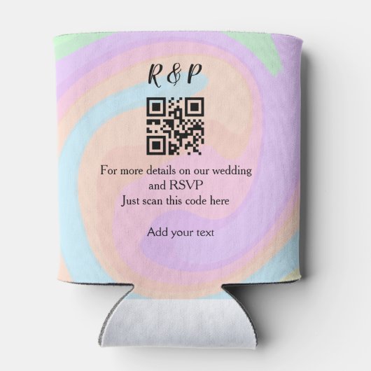 結婚のwebサイトrsvp q rコード追加ネーム文字 缶クーラー (裏面)