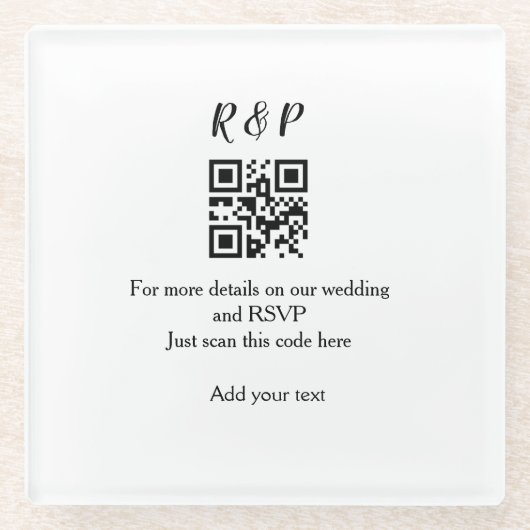 結婚のwebサイトrsvp q rコード追加名文字thr ガラスコースター (正面)