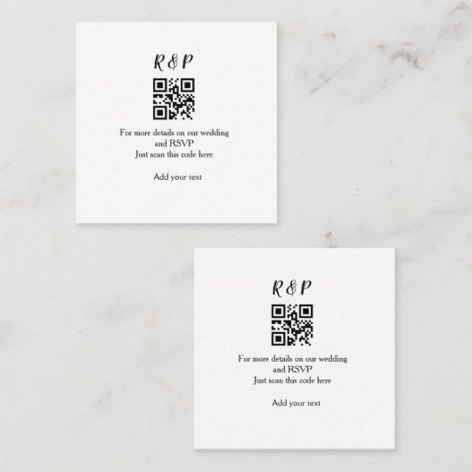 結婚のwebサイトrsvp q rコード追加名文字thr スクエア名刺 (正面/裏面)