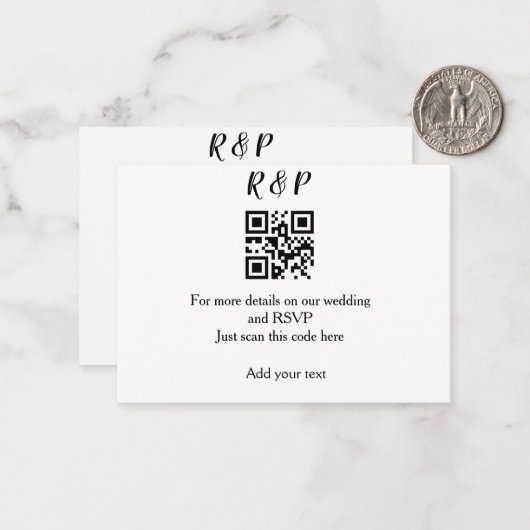 結婚のwebサイトrsvp q rコード追加名文字thr ノートカード (正面/裏面インサイチュ)