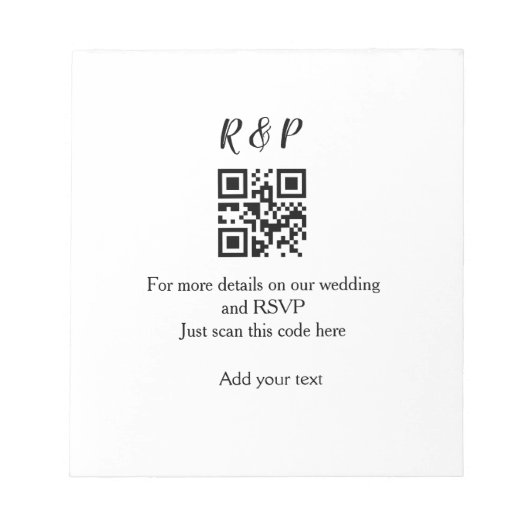 結婚のwebサイトrsvp q rコード追加名文字thr ノートパッド (正面)