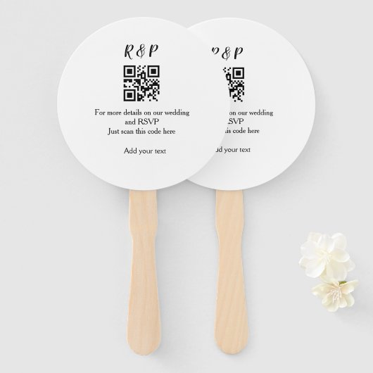結婚のwebサイトrsvp q rコード追加名文字thr ハンドファン (正面&裏面)