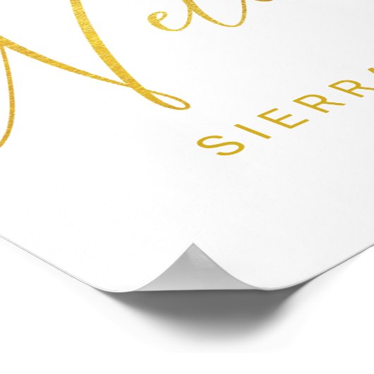 結婚のWelcome Signモダンフェイク金ゴールド ポスター (角)