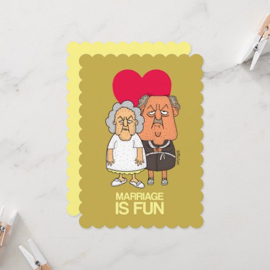 結婚はおもしろい-気難しく古いカップルの漫画の茶色です カード (正面/裏面インサイチュ)