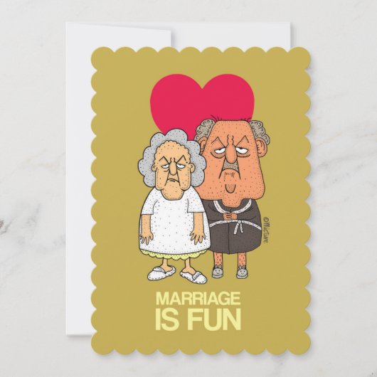 結婚はおもしろい-気難しく古いカップルの漫画の茶色です カード (正面)