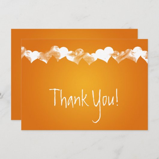 結婚はオレンジノートのグランジなハート感謝していしています 招待状 (正面/裏面)