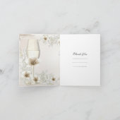 結婚はクリーム色のバラ開きますセピア色の感謝していしています サンキューカード (内部)
