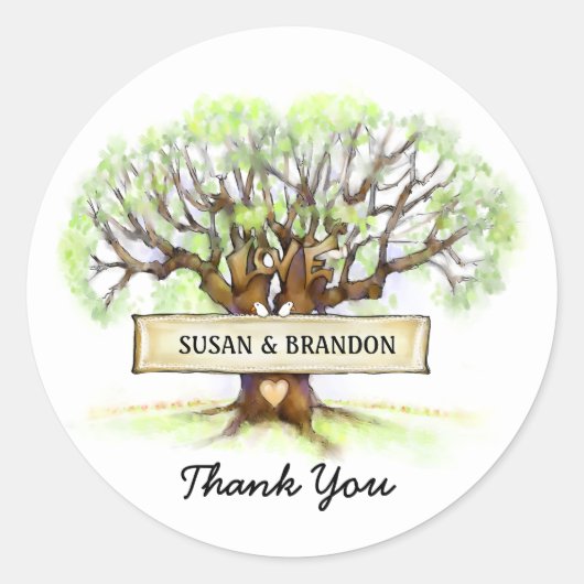 結婚はステッカー-愛木感謝していしています ラウンドシール (正面)