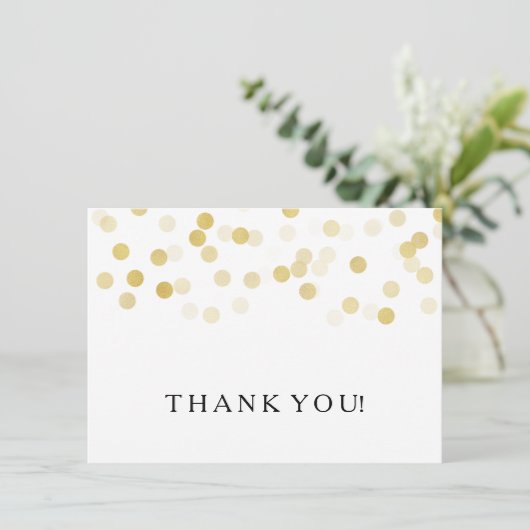 結婚はノートの金ゴールドホイルのグリッターライト感謝していしています サンキューカード (スタンド正面)